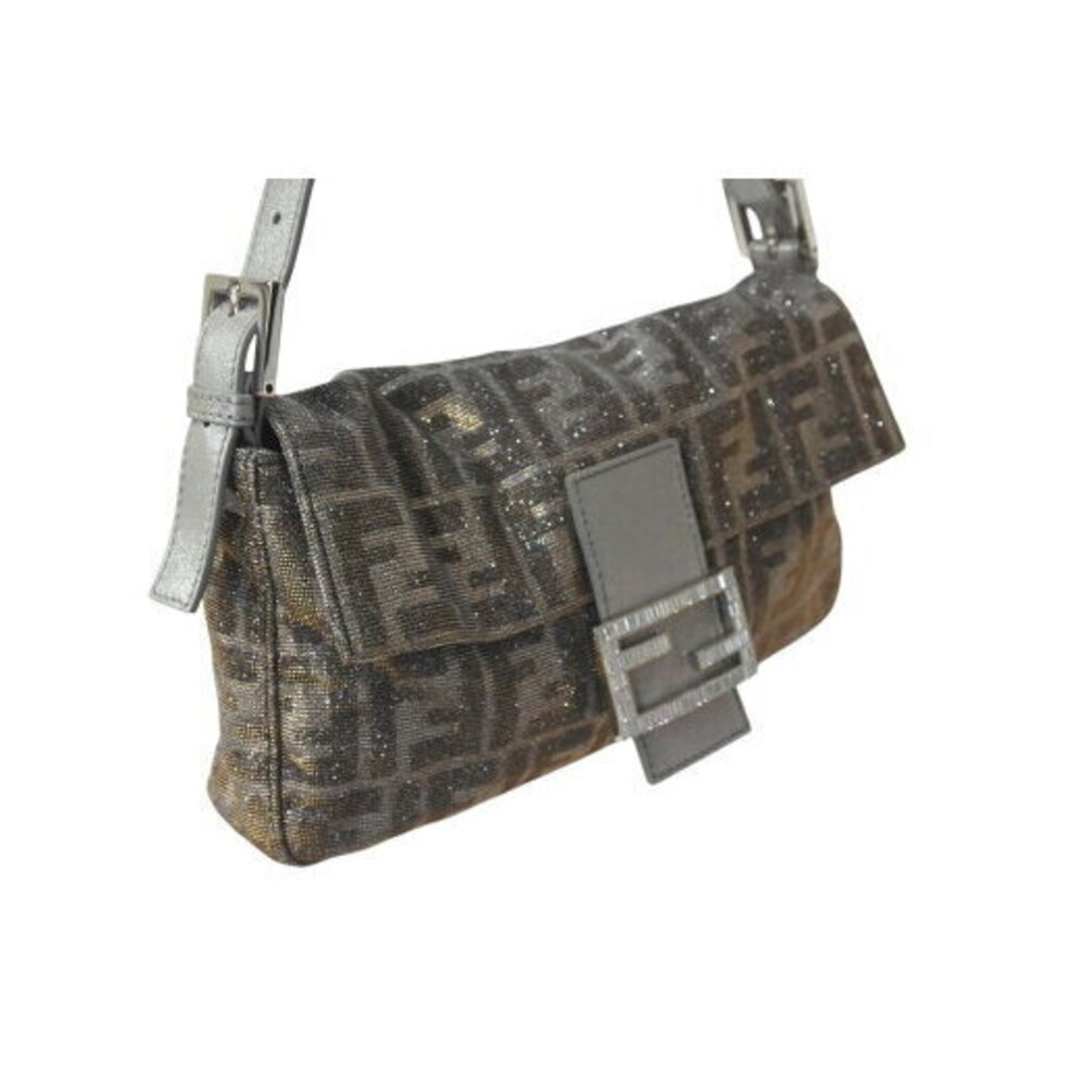 FENDI Mamma Bucket Hobo Shoulder bag Zucca rhinestones glitter silver gold - Picture 4 of 8